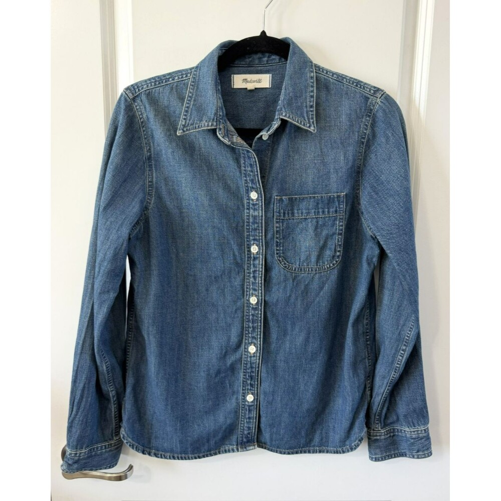 Madewell Denim Button Down Newhall Wash Womens S Long Sleeve Chambray